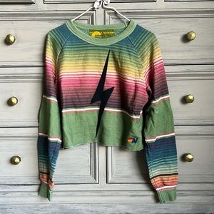 Aviator Nation Tulum bolt stitched crop sweatshirt